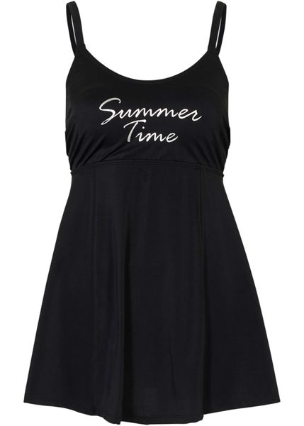 Sukienka kąpielowa. Czarne sukienki bonprix, na plażę, bez wzorów, bez kołnierzyka, bez ramiączek. Za 147.99 zł.