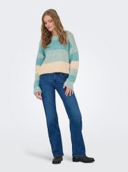 JDY Sweter "Veronica" w kolorze kremowo-turkusowym rozmiar: S. Brązowe swetry JDY, s, bez wzorów, ze splotem, bez ramiączek. Za 88.64 zł.