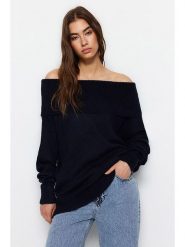 Trendyol Sweter w kolorze granatowym rozmiar: M. Niebieskie swetry Trendyol, m, bez wzorów, ze splotem, bez ramiączek. Za 86.99 zł.