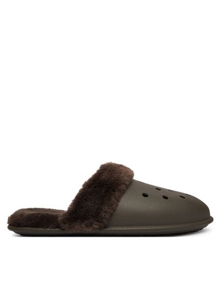 Crocs Kapcie Classic Fuzz Scuff 212143 Brązowy. Brązowe obuwie domowe Crocs, bez wzorów, z tworzywa sztucznego, bez zapięcia. Za 199.99 zł.