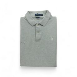 Second life - Krótki rękaw Polo damski szary - Stan dobry. Szare koszulki polo RALPH LAUREN, bez wzorów, bez kołnierzyka, bez ramiączek. Za 76.10 zł.