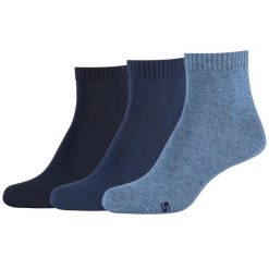 Skarpetki sportowe damskie 3PPK Wm Casual Quarter Socks. Niebieskie skarpety Skechers, bez wzorów, z bawełny. Za 29.99 zł.