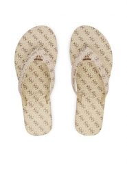 Guess Japonki FLJCNY FAL24 Kremowy. Brązowe klapki Guess, z aplikacjami, ze skóry, bez obcasa. Za 245.99 zł.