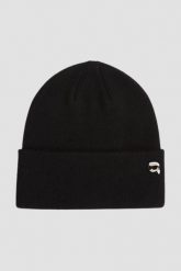 KARL LAGERFELD Czapka zimowa Ikon. Czarne czapki KARL LAGERFELD, bez wzorów, z dzianiny. W wyprzedaży za 299.99 zł.