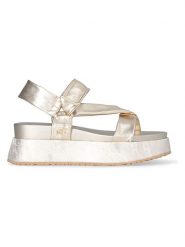 Liu Jo Sandały w kolorze złotym rozmiar: 37. Żółte sandały Liu Jo, bez wzorów, klasyczne, z otwartym noskiem, bez obcasa, bez zapięcia. Za 293.59 zł.