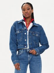 Tommy Jeans Kurtka jeansowa Claire DW0DW18207 Niebieski Regular Fit. Niebieskie kurtki Tommy Jeans, xl, bez wzorów, z bawełny, bez kaptura. Za 419.99 zł.