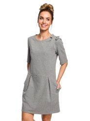 Made of emotion Sukienka w kolorze szarym rozmiar: L. Szare sukienki Made Of Emotion, na co dzień, l, bez wzorów, bez kołnierzyka, bez ramiączek, midi, proste. Za 126.75 zł.