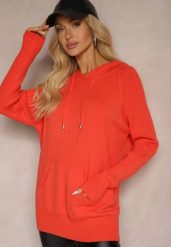 Pomarańczowy Sweter z Wiskozą i Kaszmirem oraz z Kapturem Nerolin. Brązowe swetry Renee, bez wzorów, z jeansu, bez ramiączek. Za 134.99 zł.