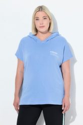 Damskie Bluza funkcyjna szybkoschnąca kaptur bez rękawów. Niebieskie bluzy Ulla Popken, plus size, bez wzorów, z bawełny, z kapturem. Za 239.99 zł.