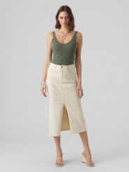 Vero Moda Top w kolorze zielonym rozmiar: S. Zielone topy Vero Moda, s, bez wzorów, z materiału, bez kołnierzyka, bez ramiączek. Za 43.99 zł.