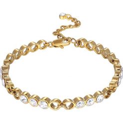 Pozłacana bransoletka z kryształkami Swarovski. Żółte bransoletki Metropolitan, Smithfield, Crystal Deluxe & Co., z kryształem, pozłacane. W wyprzedaży za 34.95 zł.