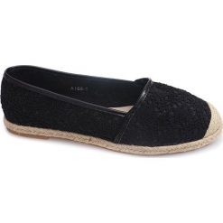 Czarne Balerinki Espadryle A168 Czarny. Czarne espadryle ButyModne, bez wzorów, z jeansu, bez obcasa, bez zapięcia. Za 74.49 zł.