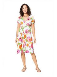 Ipanima Sukienka w kolorze białym ze wzorem rozmiar: 38/40. Białe sukienki Ipanima, bez wzorów, klasyczne, bez kołnierzyka, bez ramiączek, midi. Za 65.99 zł.