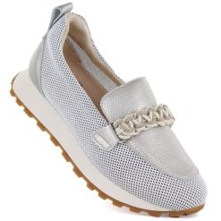 Skórzane półbuty damskie sportowe lordsy złote Cambell 19392. Żółte lordsy Cambell, w ażurowe wzory, ze skóry, sportowe, bez obcasa, bez zapięcia. Za 199.99 zł.