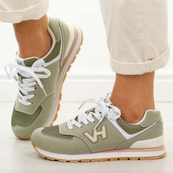 Zielone sportowe buty damskie Vanhorn 27300. Zielone obuwie sportowe Vanhorn, na lato, z dresówki, bez zapięcia, trekkingowe. Za 169.00 zł.