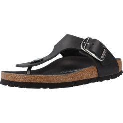 Damskie sandały anatomicznie ukształtowana wkładka cork-latex GIZEH. Czarne sandały Birkenstock, bez wzorów, z materiału, bez obcasa, bez zapięcia. Za 680.00 zł.