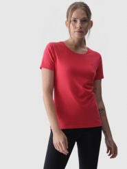 4F T-shirt slim gładki damski - czerwony S. Czerwone t-shirty 4f, s, bez wzorów, z bawełny, bez kołnierzyka, bez ramiączek. W wyprzedaży za 29.99 zł.