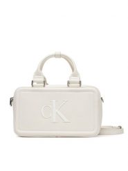 Calvin Klein Torebka Bold Ck Bauletto Crossbody LV04F3411G Biały. Białe listonoszki Calvin Klein, bez wzorów, ze skóry, bez dodatków. Za 489.99 zł.