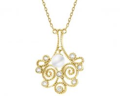 Złoty naszyjnik z perłą i cyrkoniami. Żółte naszyjniki Apart, z cyrkonią, złote. Za 2,469.00 zł.