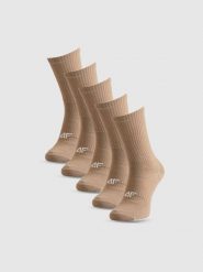 4F Skarpetki długie (5-pack) damskie - beżowe 39-42. Brązowe skarpety 4f, bez wzorów, z bawełny. Za 69.99 zł.