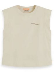 Scotch & Soda Top w kolorze beżowym rozmiar: S. Brązowe topy Scotch & Soda, s, bez wzorów, z bawełny, bez kołnierzyka, bez ramiączek. Za 88.43 zł.