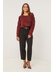 Soft Cashmere Sweter w kolorze bordowym rozmiar: 38/40. Czerwone swetry Soft Cashmere, bez wzorów, bez ramiączek. Za 110.29 zł.