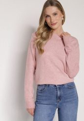 Jasnoróżowy Casualowy Sweter z Wełną i Bawełną Nedalla. Czerwone swetry Born2be, bez wzorów, z bawełny, bez ramiączek. Za 49.99 zł.