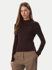 Tommy Hilfiger Bluzka Cody WW0WW47307 Brązowy ciemny Slim Fit. Brązowe bluzki TOMMY HILFIGER, m, bez wzorów, z bawełny, bez kołnierzyka, bez ramiączek. Za 249.99 zł.