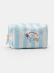 Kosmetyczka ze sztucznym futerkiem z motywem jamnika - wielobarwny. Kufry i kosmetyczki Sinsay, bez wzorów, bez dodatków. Za 12.99 zł.