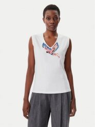 LOLA CASADEMUNT Top MS2515019 Biały Regular Fit. Białe topy LOLA CASADEMUNT, s, bez wzorów, z bawełny, bez kołnierzyka, bez ramiączek. Za 149.99 zł.