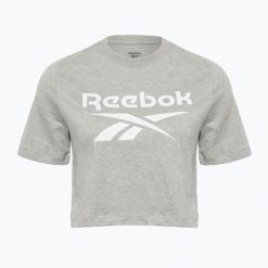 Koszulka Reebok Identity Big Logo Crop Tee. Szare bluzki REEBOK FITNESS, bez wzorów, sportowe, bez kołnierzyka, bez ramiączek. Za 59.99 zł.