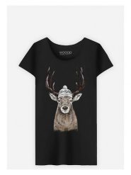 WOOOP Koszulka "Let's Go Outside" w kolorze czarnym rozmiar: M. Czarne bluzki Wooop, m, bez wzorów, z bawełny, bez kołnierzyka, bez ramiączek. Za 61.89 zł.