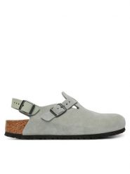 Birkenstock Sandały Tokio 1031626 Szary. Szare sandały Birkenstock, bez wzorów, ze skóry, bez obcasa, na płaskiej podeszwie, bez zapięcia. Za 719.99 zł.