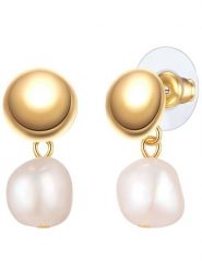 Yokoamii Pozłacane kolczyki-wkrętki z perłami rozmiar: onesize. Białe kolczyki Yokoamii, z perłą, metalowe. Za 39.99 zł.