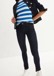 Dżinsy ze stretchem SKINNY, mid waist. Niebieskie jeansy bonprix, bez wzorów. Za 79.99 zł.