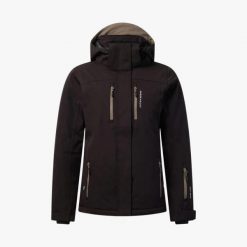 Kurtka Narciarska Narciarstwo Kobieta Cervinia Wodoodporny. Czarne kurtki narciarskie SWEDEMOUNT, l, bez wzorów, z elastanu, bez kaptura, na golfa. Za 599.99 zł.