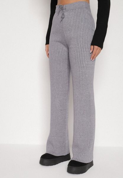 Szare Prążkowane Spodnie z Wełną o Szerokim Kroju z Wysokim Stanem Reinnia. Szare spodnie materiałowe Born2be, na co dzień, s, bez wzorów, z jeansu, z podwyższonym stanem. Za 79.99 zł.