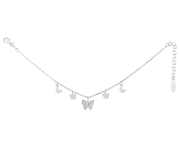 Bransoletka srebrna z cyrkoniami - motyle. Szare bransoletki Apart, z cyrkonią, srebrne. W wyprzedaży za 125.30 zł.