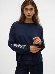 Vero Moda Bluza w kolorze granatowym rozmiar: XS. Niebieskie bluzy Vero Moda, xs, bez wzorów, bez kaptura. Za 57.20 zł.