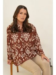 Curvy Lady Bluzka w kolorze brązowym rozmiar: 40/42. Brązowe bluzki Curvy Lady, bez wzorów, klasyczne, bez kołnierzyka, bez ramiączek. Za 73.41 zł.