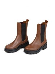 Anna Morellini Skórzane sztyblety "Marlorina" w kolorze jasnobrązowym rozmiar: 40. Brązowe botki Anna Morellini, bez wzorów, bez obcasa, bez zapięcia. Za 271.67 zł.