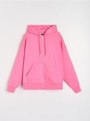 Bluza z kapturem - różowy. Czerwone bluzy Sinsay, l, bez wzorów, z kapturem. Za 49.99 zł.