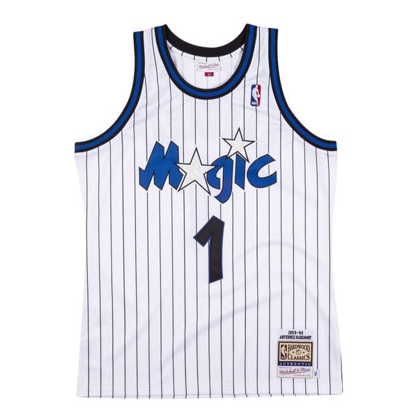 Autentyczna koszulka Orlando Magic 1993-94 Anfernee Hardaway. Białe bluzki Mitchell & Ness, bez wzorów, sportowe, bez kołnierzyka, bez ramiączek. Za 1,187.00 zł.
