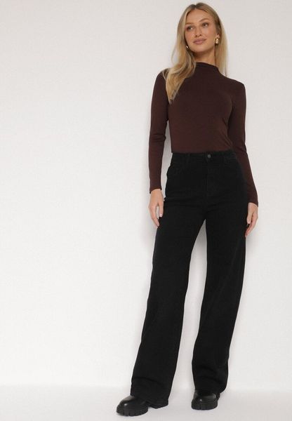 Czarne Jeansy z Wiskozą o Szerokim Kroju z Wysokim Stanem Meviatea. Czarne jeansy Born2be, m, bez wzorów, z podwyższonym stanem. Za 139.99 zł.