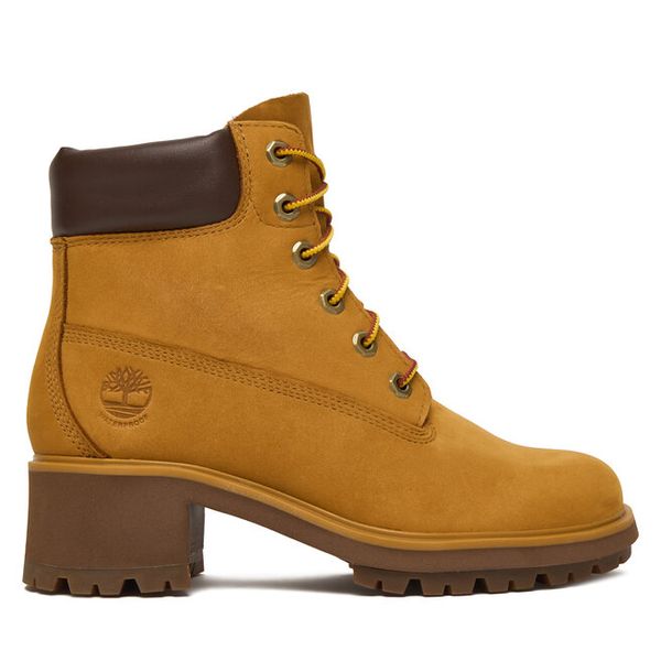 Trzewiki Timberland. Żółte botki Timberland, bez wzorów, bez obcasa, na słupku, bez zapięcia. Za 519.99 zł.