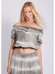 SASSYCLASSY Bluzka w kolorze szaro-białym rozmiar: onesize. Szare bluzki SASSYCLASSY, bez wzorów, z bawełny, bez kołnierzyka, bez ramiączek. Za 34.95 zł.