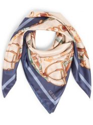 GUESS Szalik damski Kobiety niebieski|beżowy wzorzysty, ONE SIZE. Brązowe szaliki Guess, z aplikacjami, z syntetyku, eleganckie. Za 329.95 zł.
