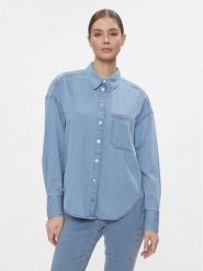 Tommy Jeans Koszula jeansowa DW0DW17355 Niebieski Oversize. Niebieskie koszule Tommy Jeans, xs, bez wzorów, z bawełny, bez kołnierzyka, bez ramiączek. Za 309.99 zł.