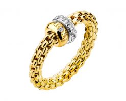 Pierścionek FOPE FLEX'IT z żółtego i białego złota z brylantami - 0,17 ct - próba 750. Białe pierścionki Fope, z brylantem, złote. Za 14,990.00 zł.