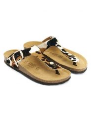 Mandel Skórzane japonki "Blanca" w kolorze biało-jasnobrązowym rozmiar: 36. Białe klapki Mandel, bez wzorów, bez obcasa. Za 173.99 zł.